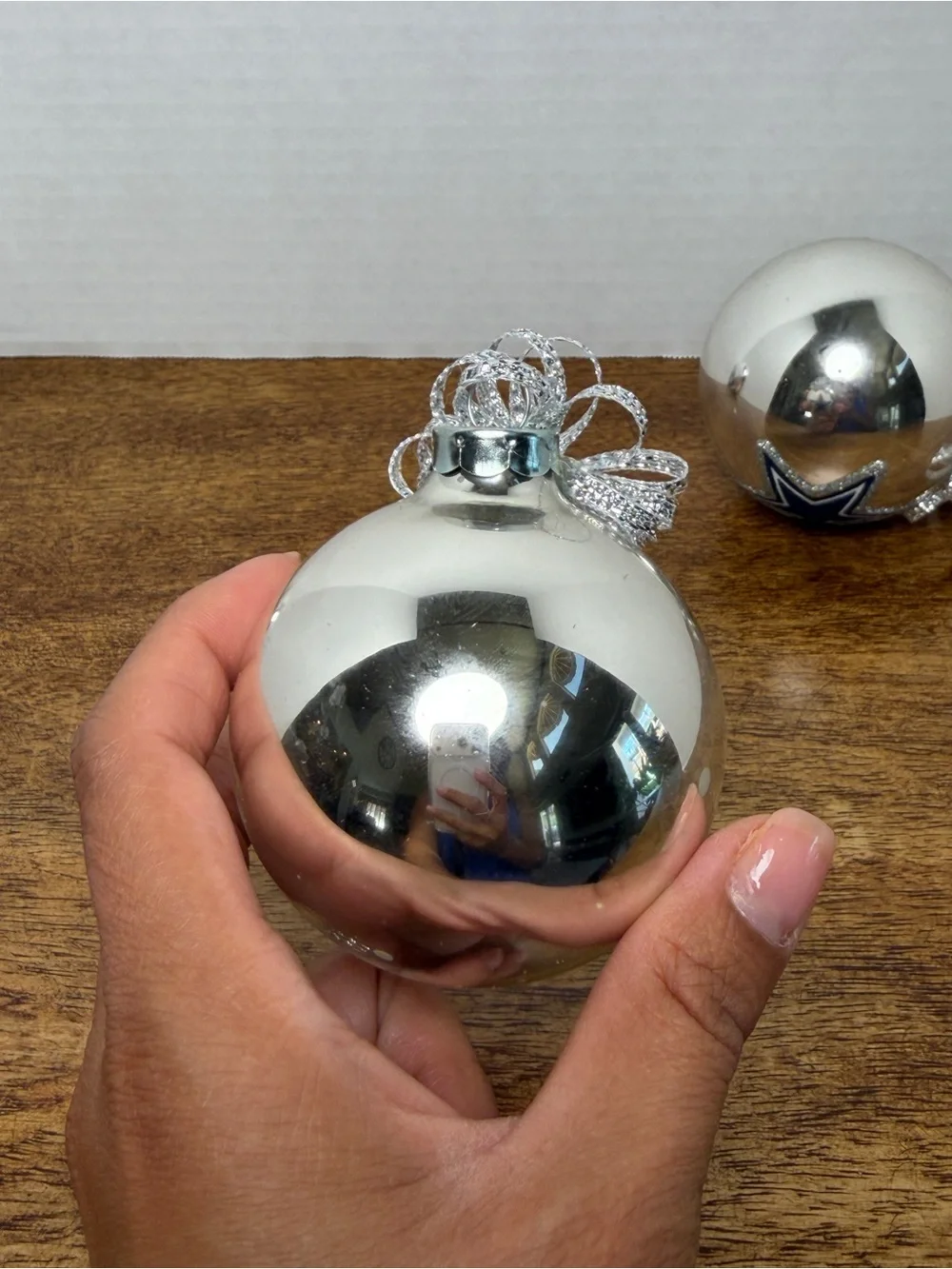 Dallas Cowboys NFL Christmas Ornaments Set of 3 Silver Ball Star Logo 3” Holiday